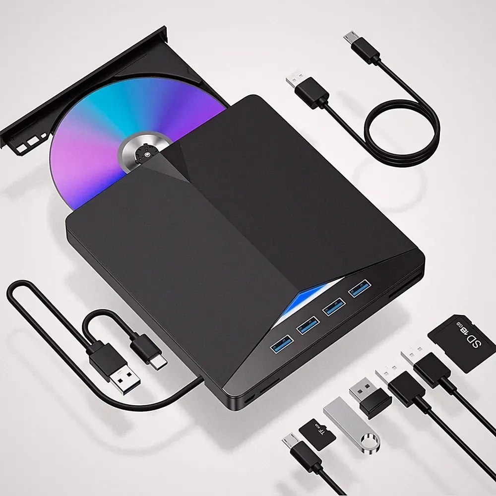 Slim External CD DVD RW Drive USB 3.0 Writer Burner Player Black For Laptop 1Pcs