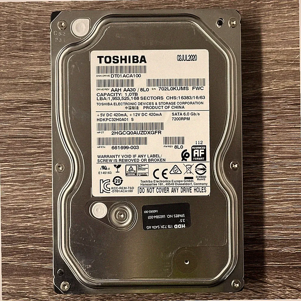 Toshiba 1TB HDD 3.5" SATA 6 Gb/s 7200RPM - DT01ACA100