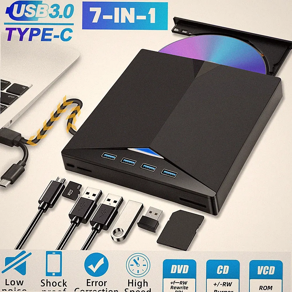 USB 3.0 External CD DVD Writer Drive Burner Reader Player for Windows US